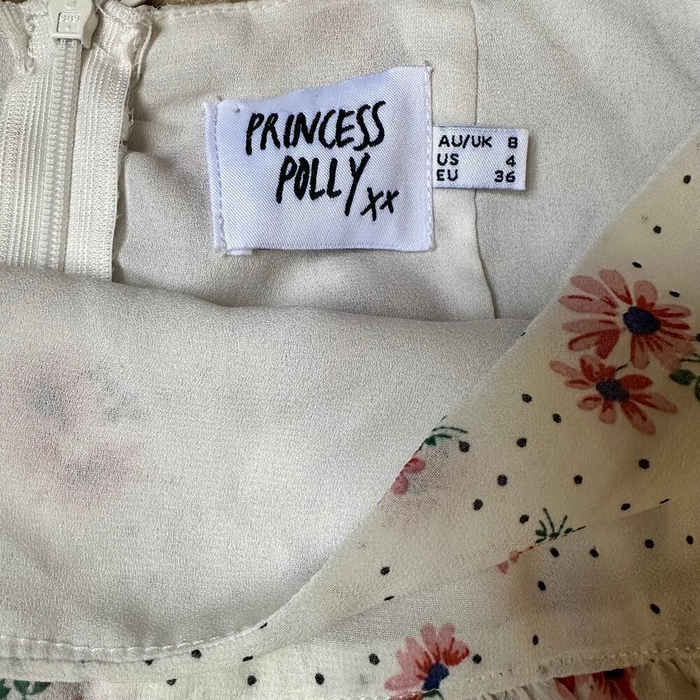 Princess Polly Skirt Adelina Mini Floral White Size 4 - Picture 6 of 7